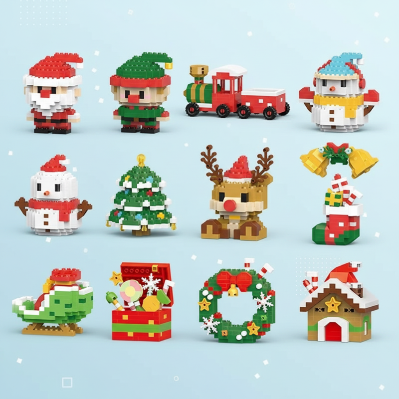 HolidayBlocks - Cheerful & Decorative - Mini Christmas Building Blocks