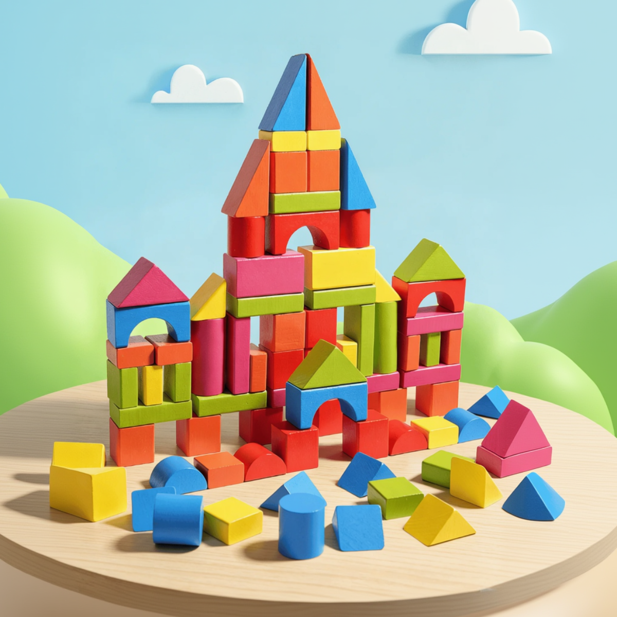 BlockyFun – Kreativt og lærerikt – 100-delers sett med treklosser