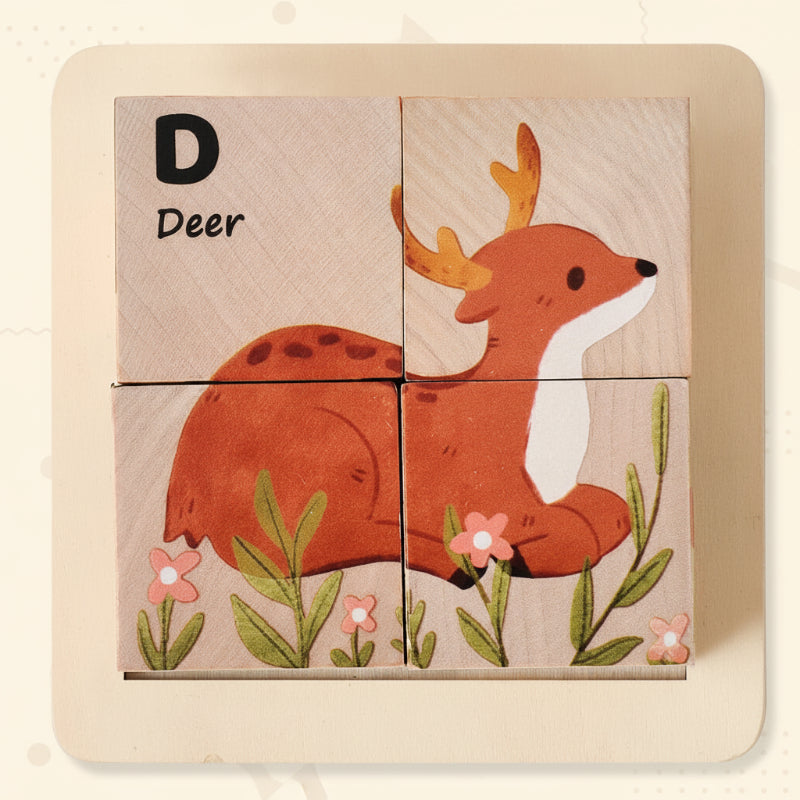 WoodMind - Creative and Educational - 6-in-1 Montessori Wooden Animal Puzzle